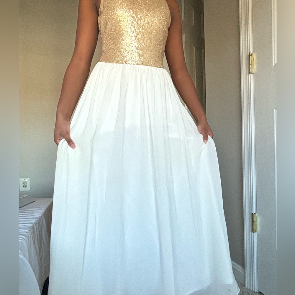 White and gold dress